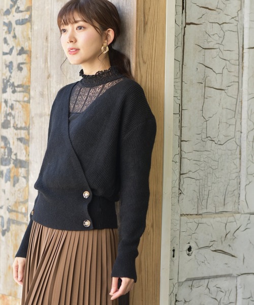 rps(アールピーエス)の「カシュクールニットプルオーバー(ニット/セーター・レディース・ブラック/ベージュ/グレー/モカ/アイボリー/チャコールグレー・M)」の22枚目の写真