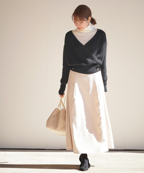 rps(アールピーエス)の「カシュクールニットプルオーバー(ニット/セーター・レディース・ブラック/ベージュ/グレー/モカ/アイボリー/チャコールグレー・M)」の16枚目の写真