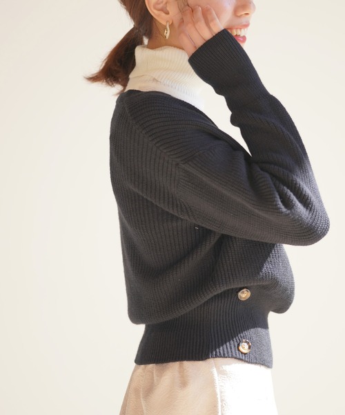 rps(アールピーエス)の「カシュクールニットプルオーバー(ニット/セーター・レディース・ブラック/ベージュ/グレー/モカ/アイボリー/チャコールグレー・M)」の17枚目の写真