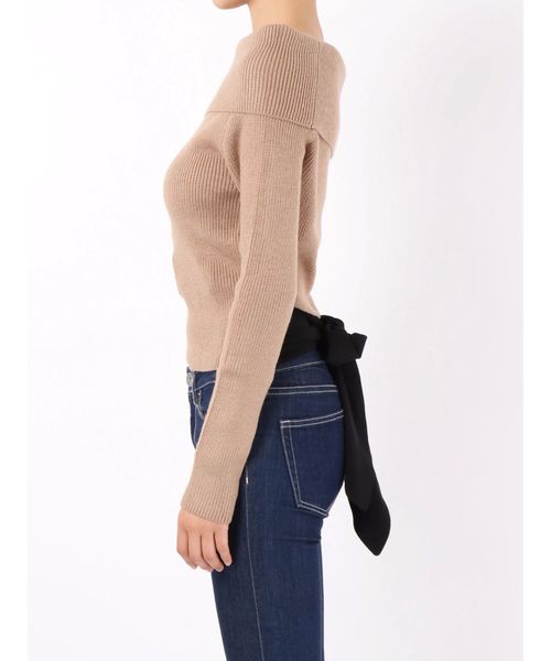 GYDA(ジェイダ)の「ワンショルバックリボンニットTOPS(ニット/セーター・レディース・ベージュ/ブラック/オフホワイト・FREE)」の15枚目の写真