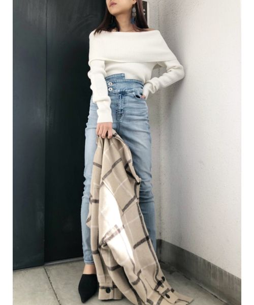 GYDA(ジェイダ)の「ワンショルバックリボンニットTOPS(ニット/セーター・レディース・ベージュ/ブラック/オフホワイト・FREE)」の7枚目の写真