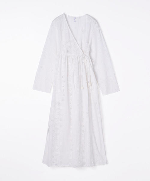 Fil Tomorrowland トゥモローランド のファッション ワンピース コットンカットワークレース ワンピース ドレス コットンカットワークレース カシュクールワンピース ワンピース 21春の新作 ワンピース