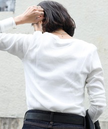 ワッフルサーマルVネックコットンTシャツ