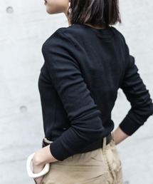 ワッフルサーマルVネックコットンTシャツ