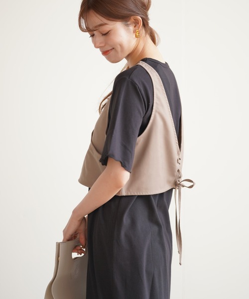 rps（アールピーエス）の「レースアップベスト付きカットワンピース（ワンピース・レディース・ベージュ/ブラック・M）」の3枚目の写真