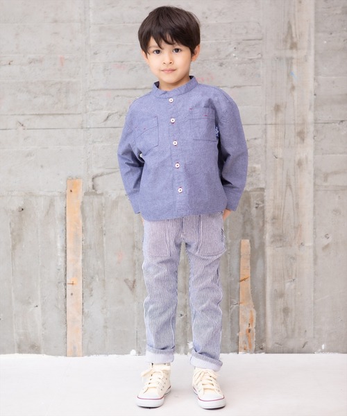 RAGMART（ラグマート）の「バンドカラーシャツ（シャツ/ブラウス・キッズ・ブルー/ストライプ・110cm/100cm/120cm/130cm）」の9枚目の写真