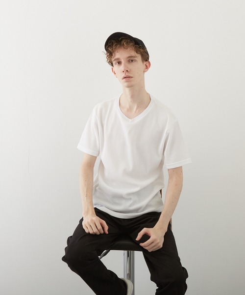 VIBGYOR(ヴィブジョー)の「【VIBGYOR BY AS】サーマル半袖クルーネックTEE(BL)(Tシャツ/カットソー・メンズ・ホワイト/ブラック/ネイビー/グレー/カーキ/サックスブルー/ライトピンク・MEDIUM/LARGE/X-LARGE)」の2枚目の写真