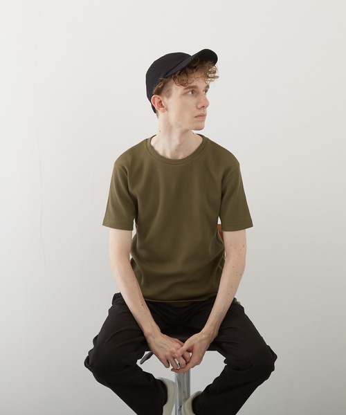 VIBGYOR(ヴィブジョー)の「【VIBGYOR BY AS】サーマル半袖クルーネックTEE(BL)(Tシャツ/カットソー・メンズ・ホワイト/ブラック/ネイビー/グレー/カーキ/サックスブルー/ライトピンク・MEDIUM/LARGE/X-LARGE)」の4枚目の写真