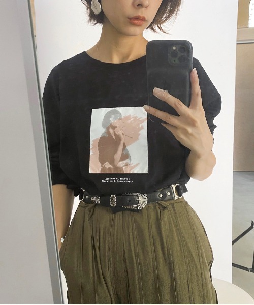 Ameri（アメリ）の「TRICK ART LONG TEE（Tシャツ/カットソー・レディース・ホワイト/ブラック・FREE）」の5枚目の写真