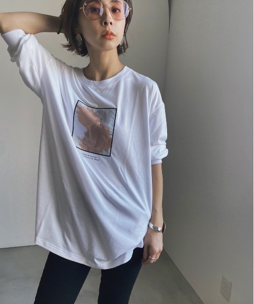 Ameri（アメリ）の「TRICK ART LONG TEE（Tシャツ/カットソー・レディース・ホワイト/ブラック・FREE）」の19枚目の写真