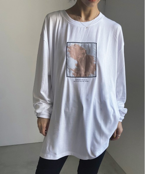 Ameri（アメリ）の「TRICK ART LONG TEE（Tシャツ/カットソー・レディース・ホワイト/ブラック・FREE）」の11枚目の写真