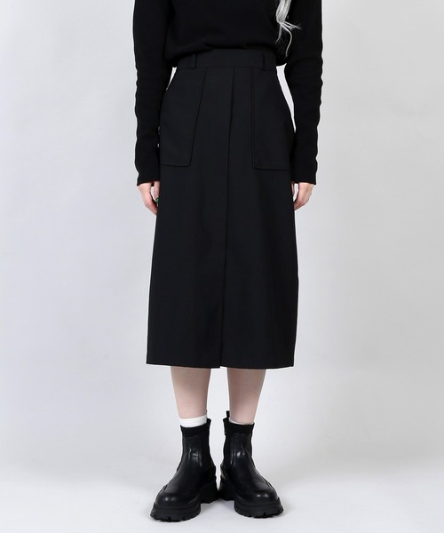 DING（ディング）の「DING/ベイカーロングスカート（スカート・レディース・ベージュ/ブラック・FREE）」の2枚目の写真