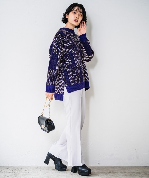 PAGEBOY(ページボーイ)の「【セットアップ対応】Wクロスセットアップフレアパンツ(タックパンツ)(スラックス・レディース・ブラック/ブラウン/グレイッシュベージュ・FREE)」の10枚目の写真