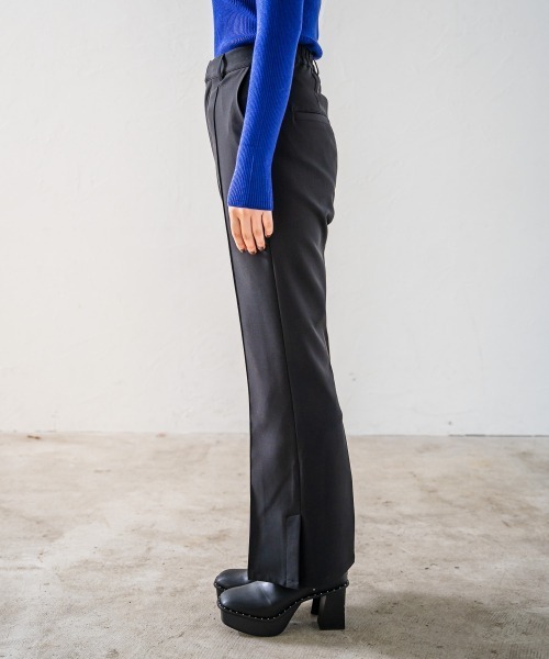 PAGEBOY(ページボーイ)の「【セットアップ対応】Wクロスセットアップフレアパンツ(タックパンツ)(スラックス・レディース・ブラック/ブラウン/グレイッシュベージュ・FREE)」の12枚目の写真