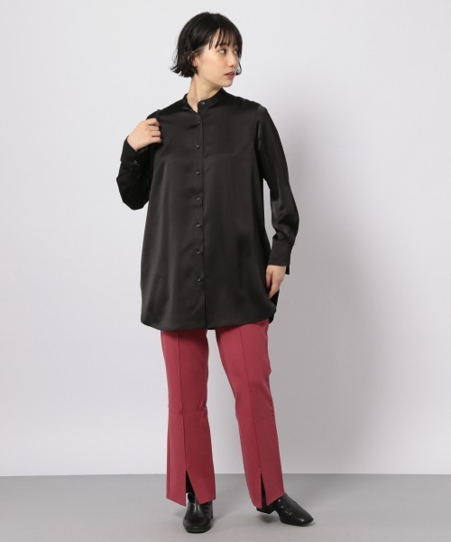 PAGEBOY（ページボーイ）の「サテンバンドカラーシャツ（シャツ/ブラウス・レディース・ブラック/オフホワイト/グレイッシュベージュ・FREE）」の11枚目の写真