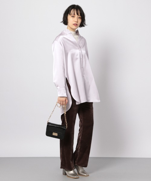 PAGEBOY（ページボーイ）の「サテンバンドカラーシャツ（シャツ/ブラウス・レディース・ブラック/オフホワイト/グレイッシュベージュ・FREE）」の9枚目の写真