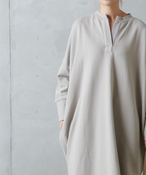 PUAL CE CIN（ピュアルセシン）の「裏毛起毛チュニック（Tシャツ/カットソー・レディース・チャコールグレー/モカ/ベージュ・FREE）」の3枚目の写真