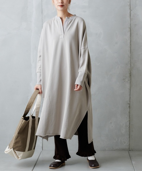 PUAL CE CIN（ピュアルセシン）の「裏毛起毛チュニック（Tシャツ/カットソー・レディース・チャコールグレー/モカ/ベージュ・FREE）」の16枚目の写真