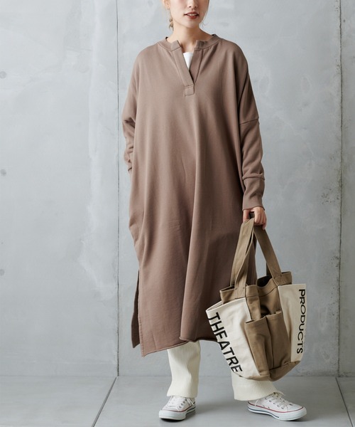 PUAL CE CIN（ピュアルセシン）の「裏毛起毛チュニック（Tシャツ/カットソー・レディース・チャコールグレー/モカ/ベージュ・FREE）」の19枚目の写真