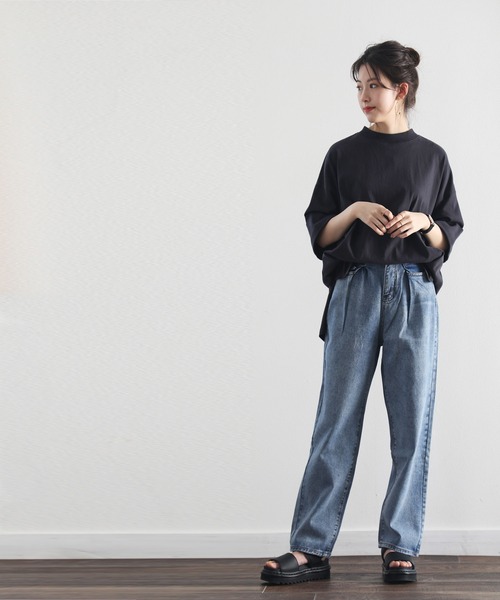 classicalelf（クラシカルエルフ）の「キッズ 深めのタックが印象的なウエストタックハイウエストデニム（デニムパンツ・キッズ・ナチュラル/グレー/ブルー・120/140/130/150/110）」の19枚目の写真