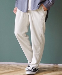 イージーパンツ スウェードプリーツ テーパードパンツ