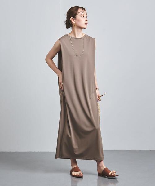 UNITED ARROWS（ユナイテッドアローズ）の「UWSC P JSY タックワンピース†◆（ワンピース・レディース・モカ/ブラック/ライム・38/36）」の15枚目の写真