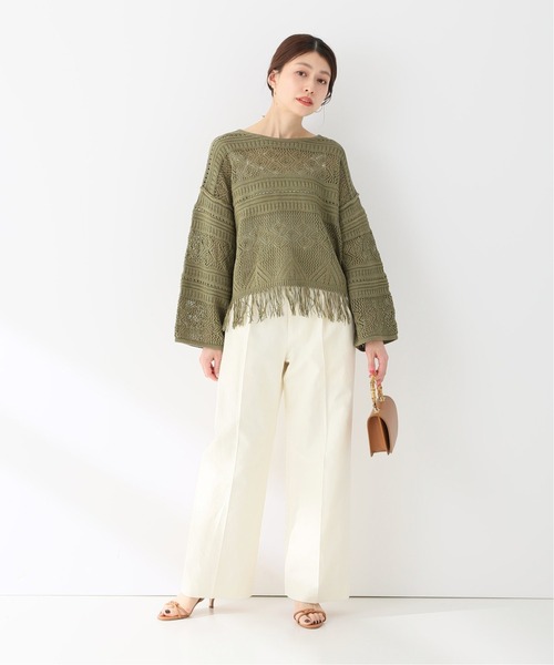 Spick & Span（スピックアンドスパン）の「メッシュパターンプルオーバー◆（ニット/セーター・レディース・ホワイト/カーキ・FREE）」の11枚目の写真