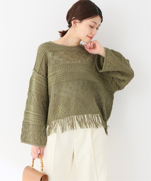 Spick & Span（スピックアンドスパン）の「メッシュパターンプルオーバー◆（ニット/セーター・レディース・ホワイト/カーキ・FREE）」の15枚目の写真