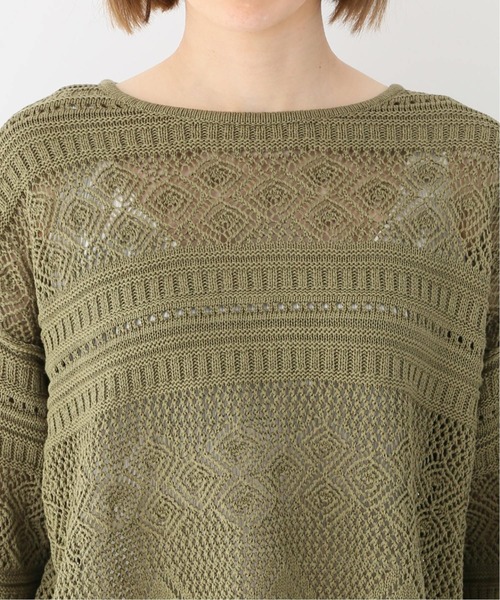 Spick & Span（スピックアンドスパン）の「メッシュパターンプルオーバー◆（ニット/セーター・レディース・ホワイト/カーキ・FREE）」の4枚目の写真