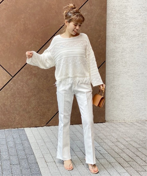 Spick & Span（スピックアンドスパン）の「メッシュパターンプルオーバー◆（ニット/セーター・レディース・ホワイト/カーキ・FREE）」の14枚目の写真