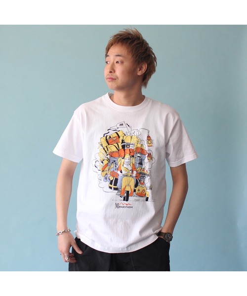 MANASTASH（マナスタッシュ）の「MANASTASH/マナスタッシュ　BENLAMB VESPA TEE ベンラムベスパティー（Tシャツ/カットソー・メンズ・ホワイト/ブラック・MEDIUM/LARGE/X-LARGE）」の2枚目の写真