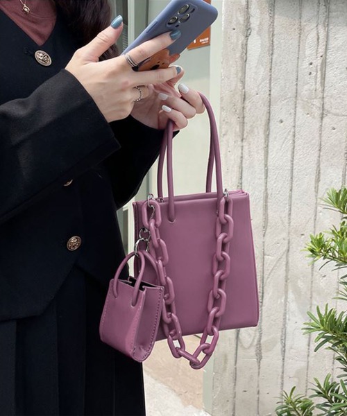 me+em select（ミームセレクト）の「ミニバッグ付き3wayショルダーバッグ（ショルダーバッグ・レディース・アイボリー/コーラルピンク/パープル/ブラック・FREE）」の3枚目の写真