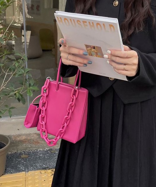 me+em select（ミームセレクト）の「ミニバッグ付き3wayショルダーバッグ（ショルダーバッグ・レディース・アイボリー/コーラルピンク/パープル/ブラック・FREE）」の5枚目の写真