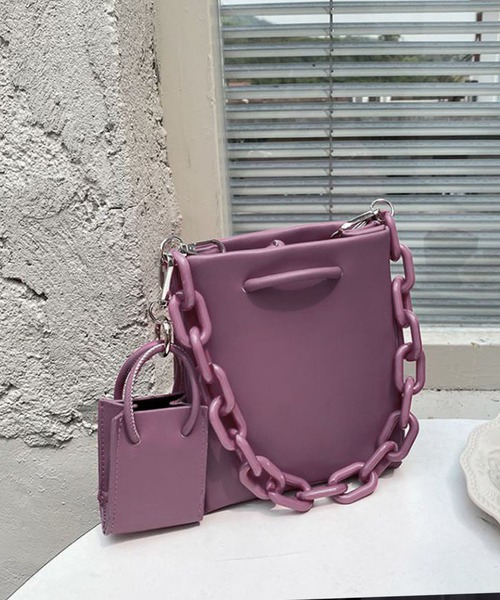 me+em select（ミームセレクト）の「ミニバッグ付き3wayショルダーバッグ（ショルダーバッグ・レディース・アイボリー/コーラルピンク/パープル/ブラック・FREE）」の6枚目の写真