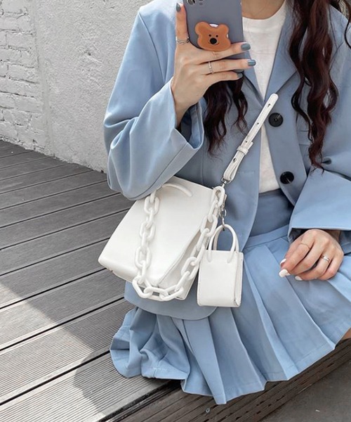 me+em select（ミームセレクト）の「ミニバッグ付き3wayショルダーバッグ（ショルダーバッグ・レディース・アイボリー/コーラルピンク/パープル/ブラック・FREE）」の13枚目の写真