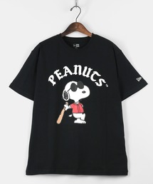 NEW ERA（ニューエラ）の「【NEW　ERA/ニューエラ】PEANUTS スヌーピー コラボ ベースボールプリント半袖Tシャツ/ ブラック（Tシャツ/カットソー・メンズ）」