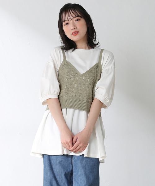 Honeys（ハニーズ）の「ビスチェ付チュニック（その他トップス・レディース・ブラック/ベージュ/グリーン系その他/ピンク系その他・S/M/L）」の3枚目の写真