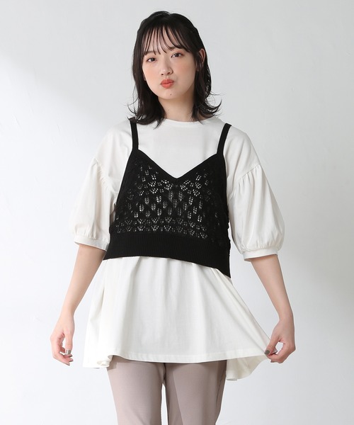 Honeys（ハニーズ）の「ビスチェ付チュニック（その他トップス・レディース・ブラック/ベージュ/グリーン系その他/ピンク系その他・S/M/L）」の2枚目の写真