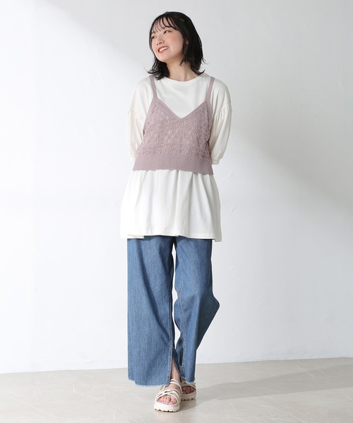 Honeys（ハニーズ）の「ビスチェ付チュニック（その他トップス・レディース・ブラック/ベージュ/グリーン系その他/ピンク系その他・S/M/L）」の5枚目の写真