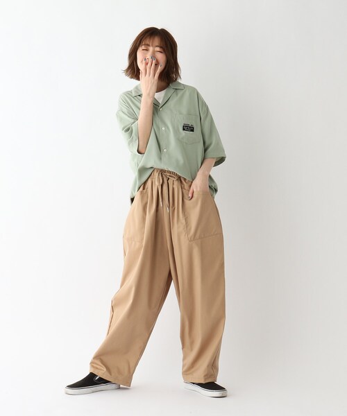 BASECONTROL（ベースコントロール）の「◆ビッグシルエット カクテル刺繍 半袖ボタンシャツ（シャツ/ブラウス・レディース・ブラック/ライトグリーン/アイボリー・99）」の13枚目の写真