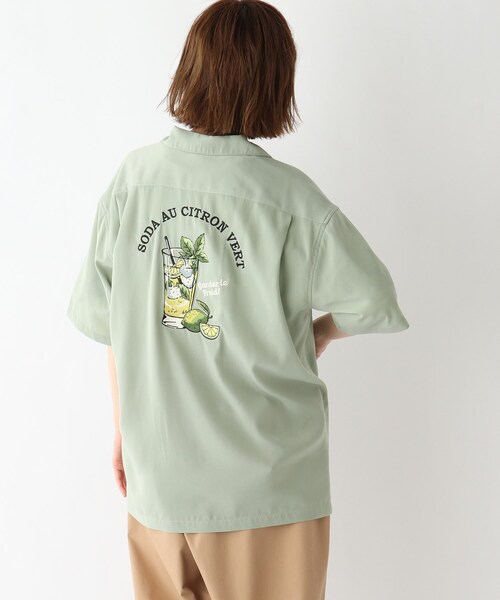 BASECONTROL（ベースコントロール）の「◆ビッグシルエット カクテル刺繍 半袖ボタンシャツ（シャツ/ブラウス・レディース・ブラック/ライトグリーン/アイボリー・99）」の4枚目の写真