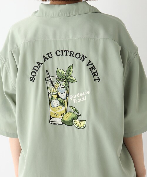 BASECONTROL（ベースコントロール）の「◆ビッグシルエット カクテル刺繍 半袖ボタンシャツ（シャツ/ブラウス・レディース・ブラック/ライトグリーン/アイボリー・99）」の6枚目の写真