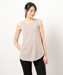 Samansa Mos2 | ミジンボーダーロング丈ノースリーブ(Tシャツ/カットソー)