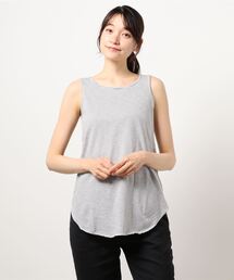 Samansa Mos2 | ミジンボーダーロング丈ノースリーブ(Tシャツ/カットソー)