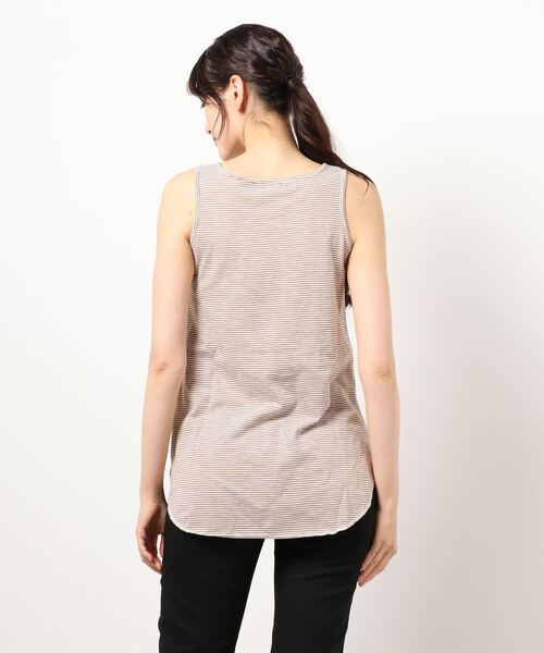 Samansa Mos2(サマンサ モスモス)の「ミジンボーダーロング丈ノースリーブ(Tシャツ/カットソー・レディース・チャコール/グレー/ベージュ/オフホワイト・フリ-)」の5枚目の写真