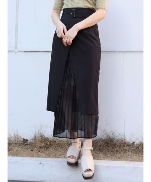 MURUA（ムルーア）の「ヘムシアーラップスカート（スカート・レディース・ブラック/アイボリー/カーキ・2/1）」の3枚目の写真