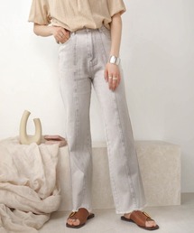 【WEB限定】裾フリンジフレアデニムパンツ