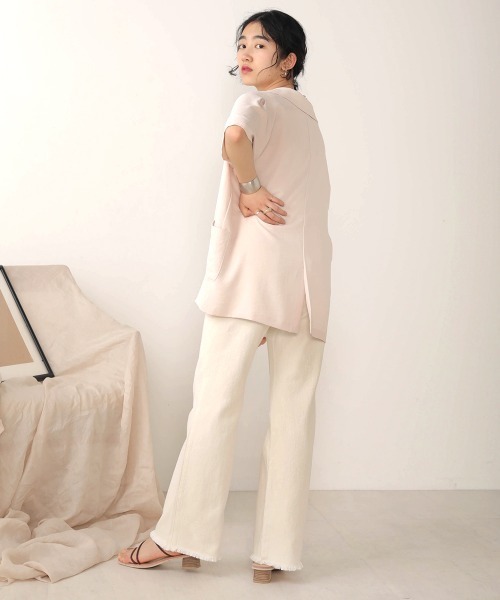 Bab（バブ）の「【WEB限定】裾フリンジフレアデニムパンツ（デニムパンツ・レディース・アイボリー/ライトグレー/ブルー/ライトブルー・S/M）」の15枚目の写真