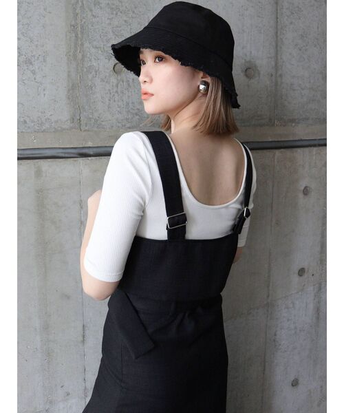 MURUA（ムルーア）の「フリンジバケットハット（ハット・レディース・ブラック/アイボリー・FREE）」の5枚目の写真