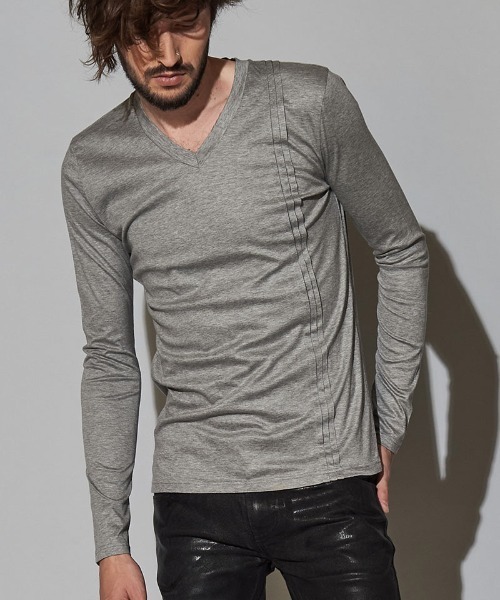 NO ID.(ノーアイディ)の「mlt3455-ギザリヨセルピンタックロンT(Tシャツ/カットソー・メンズ・グレー/ホワイト/ブラック・2/1)」の3枚目の写真